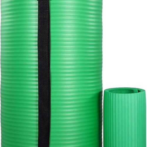 71x24 Inches Yoga Mat with Knee Pad and Optional Blocks – Extra 1-Inch Thick Non-Slip Foam with Anti-Tear Surface and Carrying Strap for Home, Studio, or Gym Workouts