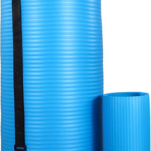 71x24 Inches Yoga Mat with Knee Pad and Optional Blocks – Extra 1-Inch Thick Non-Slip Foam with Anti-Tear Surface and Carrying Strap for Home, Studio, or Gym Workouts