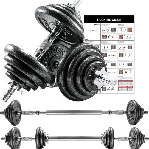 44Lbs Cast Iron Adjustable Dumbbell Set Hand Weight with Solid Dumbbell Handles Changed into Barbell Handily Great for Bodybuilding Fitness Weight Lifting Training Home Gym